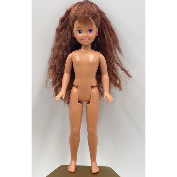Vtg Barbie Stacie Red Crimped Hair Lavender Eyes Redress Nude for OOAK Mattel - Picture 1 of 11